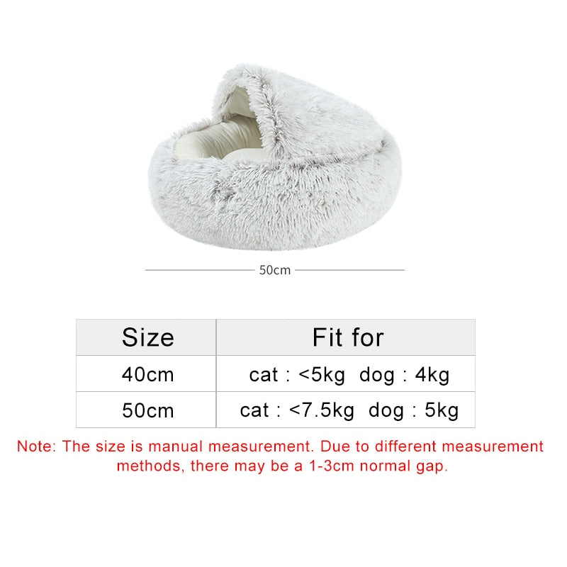 AlphaPick Cat Bed Round Soft Plush Burrowing Cave Hooded