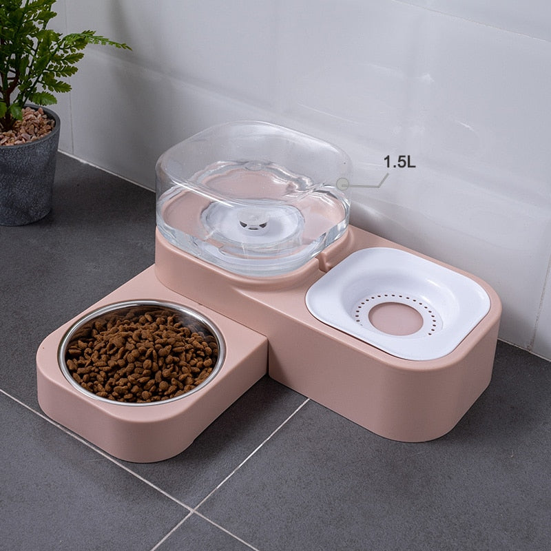 Alphapick Raised Cat Bowls, Tilt Cat Dog Food Water Elevated Bowls Set with Automatic Water Bottle