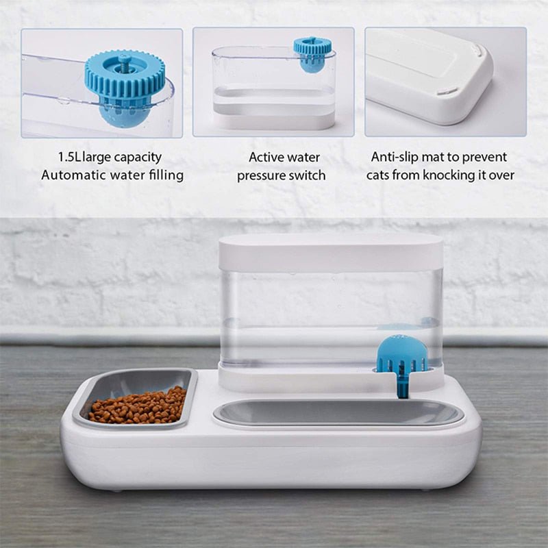 Alphapick Raised Cat Bowls, Tilt Cat Dog Food Water Elevated Bowls Set with Automatic Water Bottle