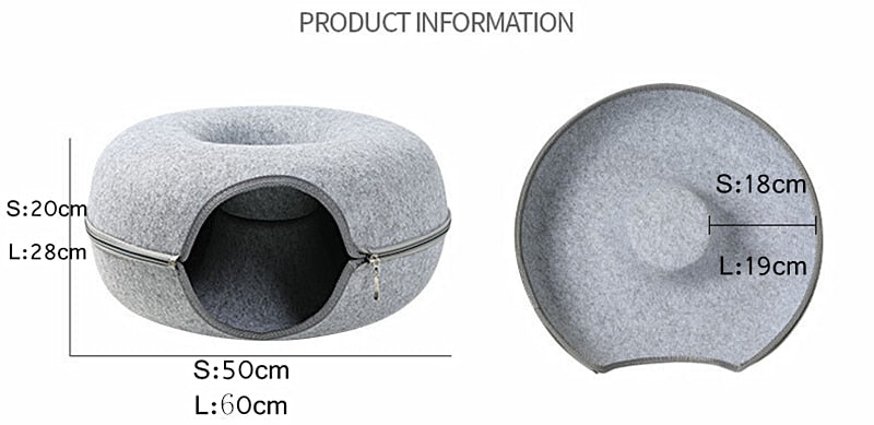 Alphapick Cat Tunnel Bed for Indoor Cats Scratch Resistant Detachable and Washable Large Donut Cat Bed, Available in All Seasons