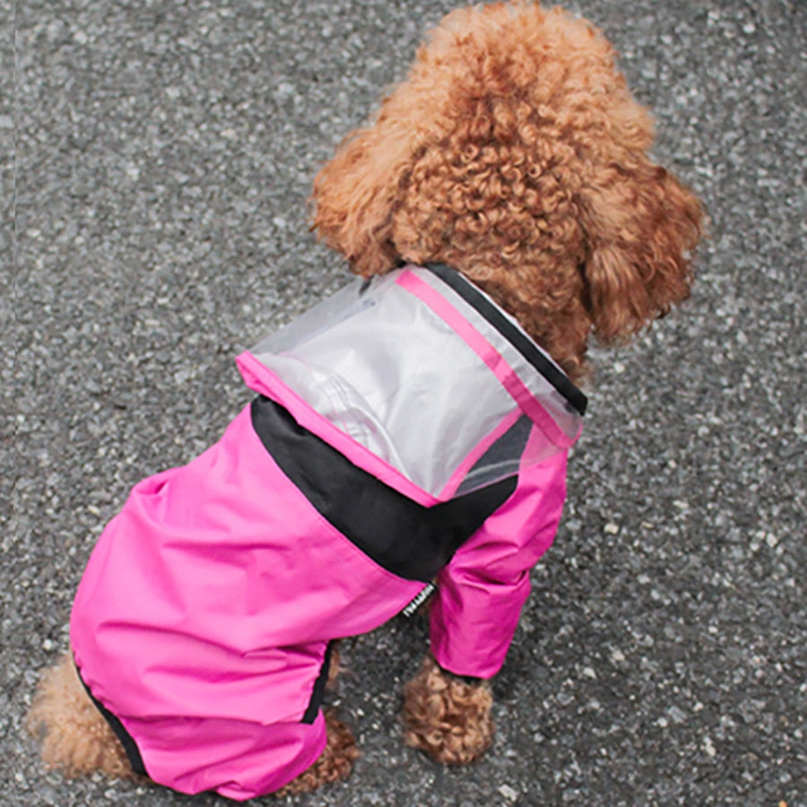 AlphaPick  Dog Raincoat Transparent Hooded Jumpsuit Dogs Waterproof Coat