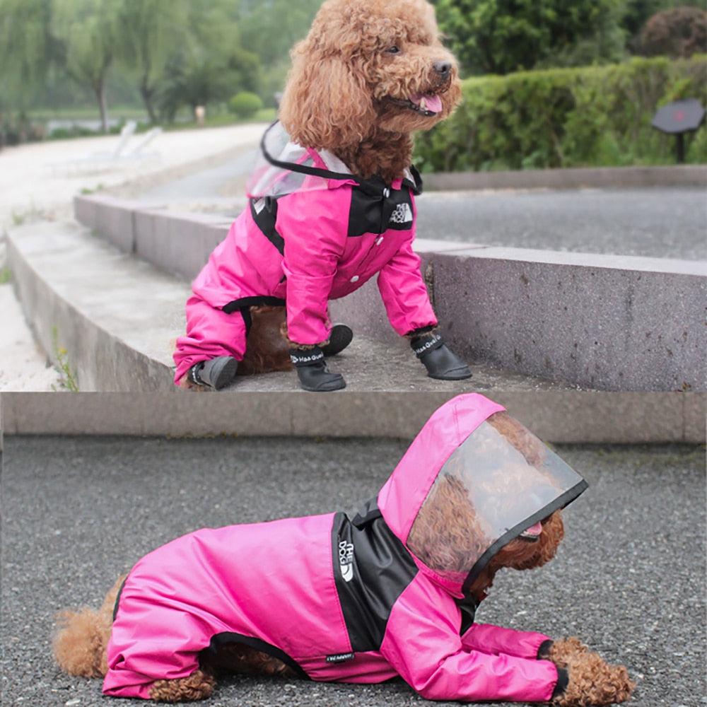 AlphaPick  Dog Raincoat Transparent Hooded Jumpsuit Dogs Waterproof Coat