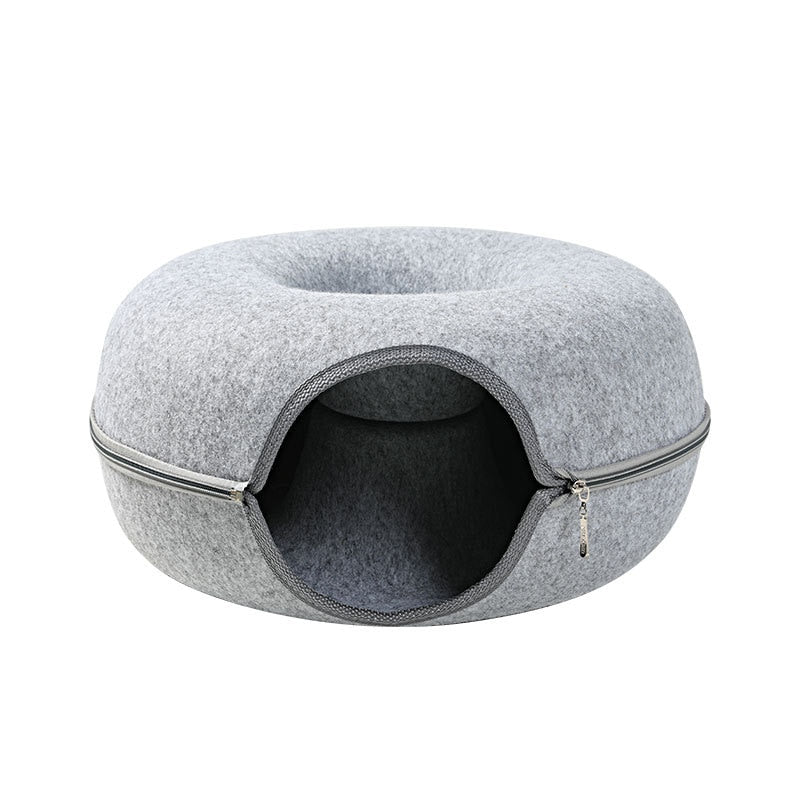 Alphapick Cat Tunnel Bed for Indoor Cats Scratch Resistant Detachable and Washable Large Donut Cat Bed, Available in All Seasons