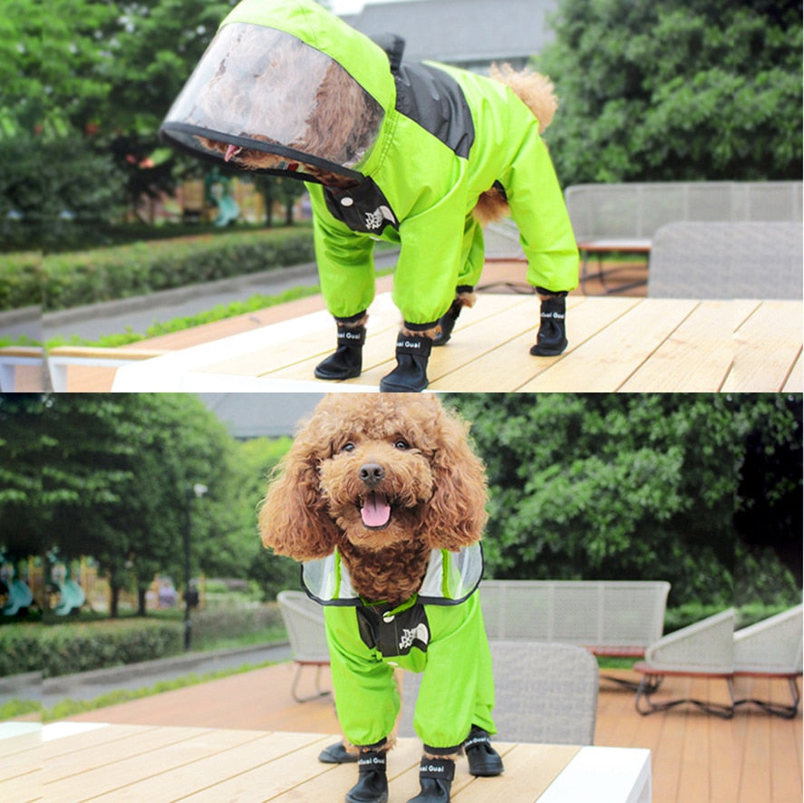 AlphaPick  Dog Raincoat Transparent Hooded Jumpsuit Dogs Waterproof Coat